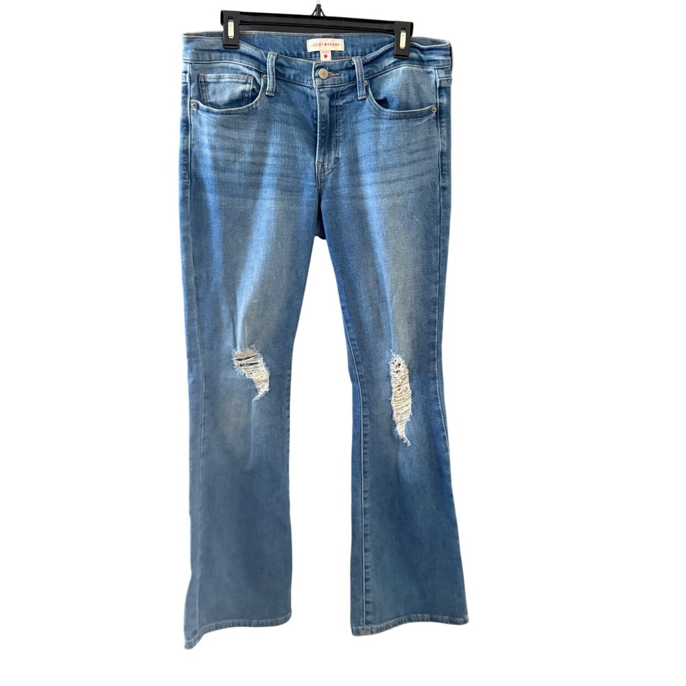 Lucky Brand Sweet Mid Rise Boot Jeans Womens 10/30 R Distressed Medium Wash Blue